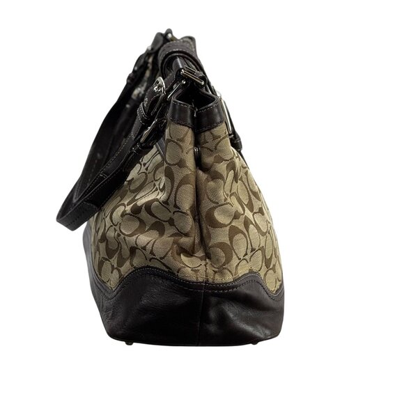 Coach Signature Women's Canvas & Leather Satchel Handbag Brown Dual Handles - Picture 5 of 13